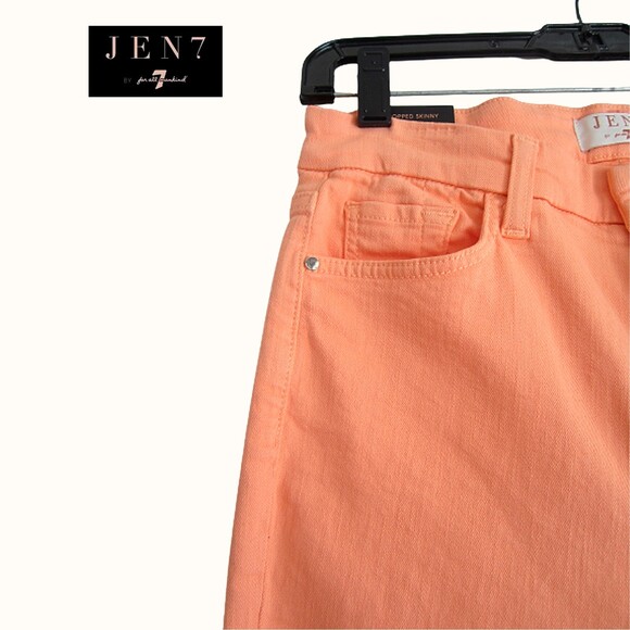 7 For All Mankind NEW Peach Colored Denim Cropped Skinny Jean 8 - Picture 3 of 11
